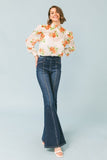Smocked High Neckline Printed Top