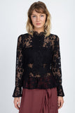 Eyelash Trim Mock Neck Lace Top