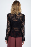 Eyelash Trim Mock Neck Lace Top