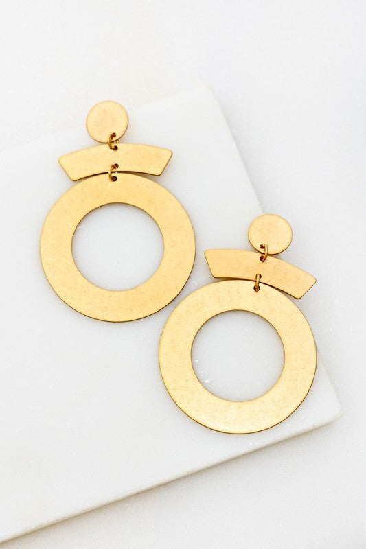 Geo Shape Metal Drop Earrings