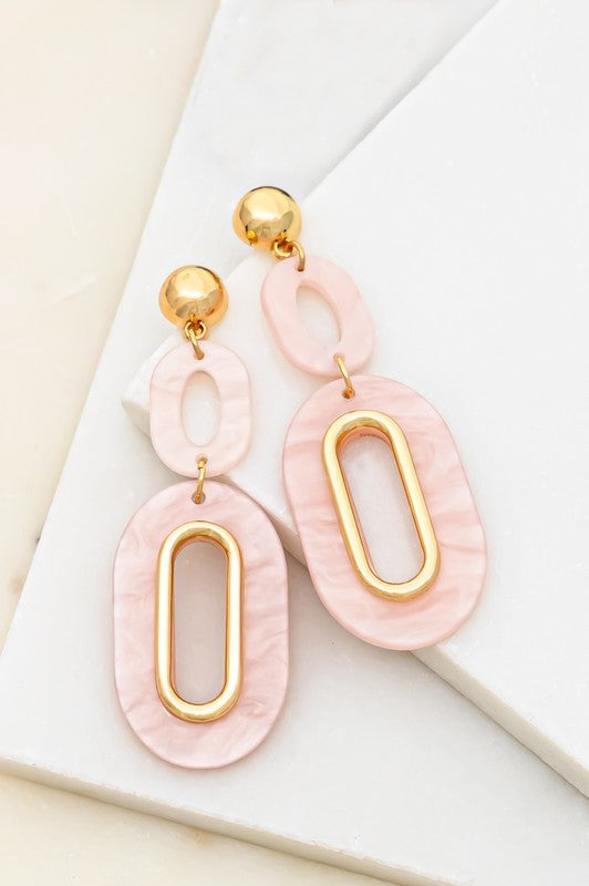 DOUBLE OVAL RESIN HOOP DROP EARRINGS