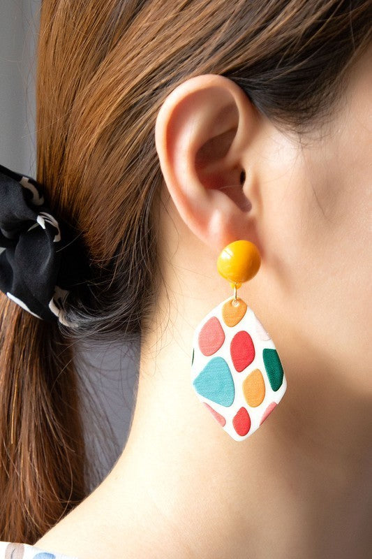 Irregular Shape Acrylic Multi Color Mosaic Earrings