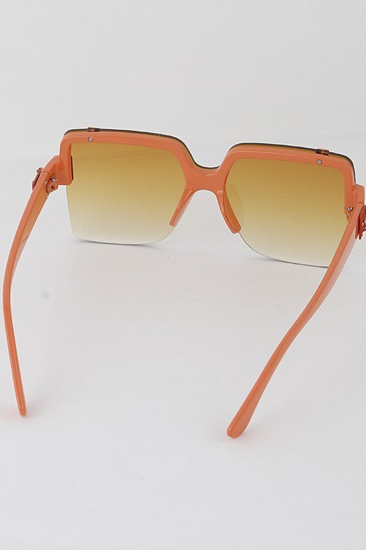 Oversized Half Rimmed Shield Sunglasses (Pick Color)