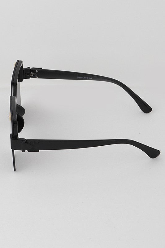 Oversized Half Rimmed Shield Sunglasses (Pick Color)