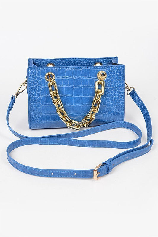 Faux Croc Chain Handle Bag (Pick Color)