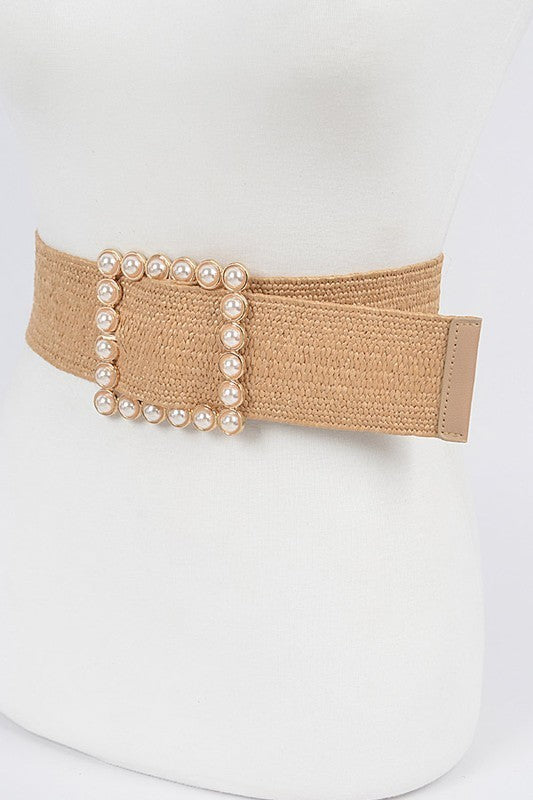 Pearl Buckle Elastic Belt