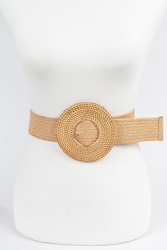 Oversize Weaved Bamboo Buckle Belt