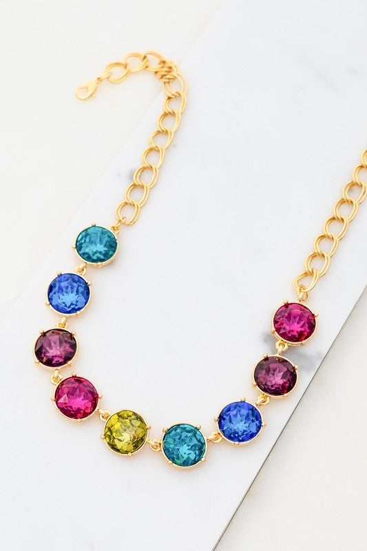 Multi Color Gem Stone Necklace (Pick Color)