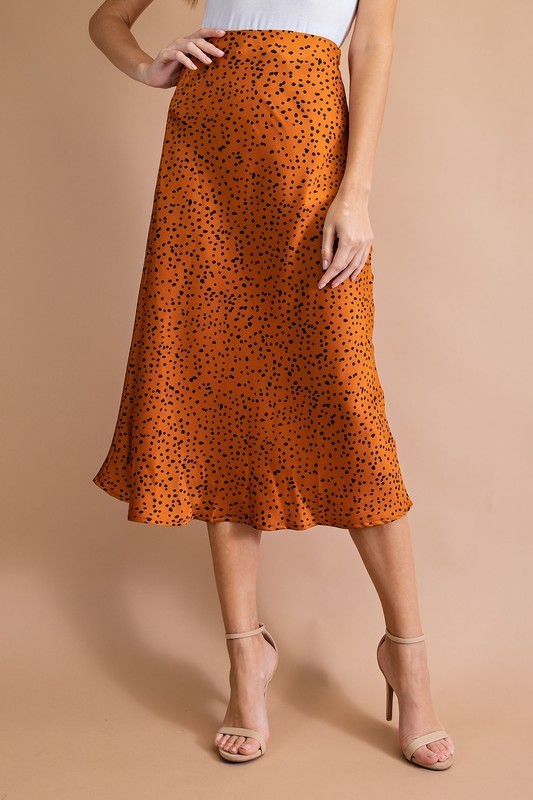 Polka Dots Satin Midi Skirt