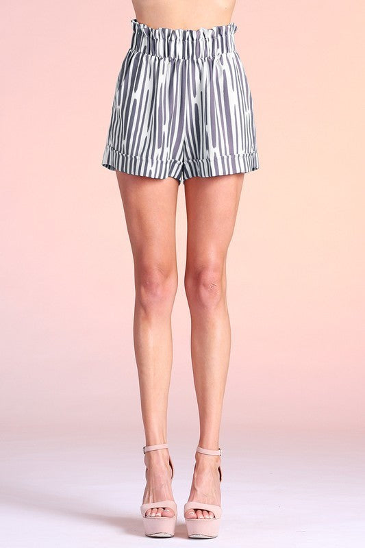 Stripe Ruffle Waist Shorts