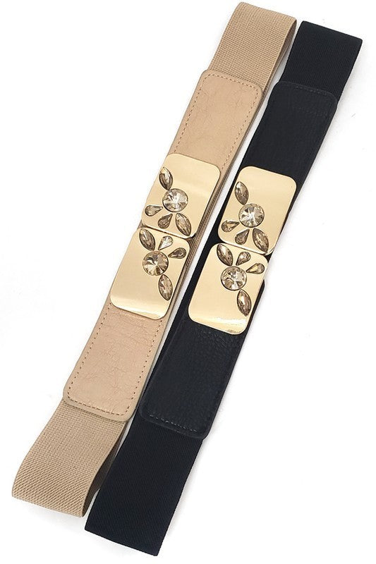 Gold Metal Rhinestones Elastic Belt