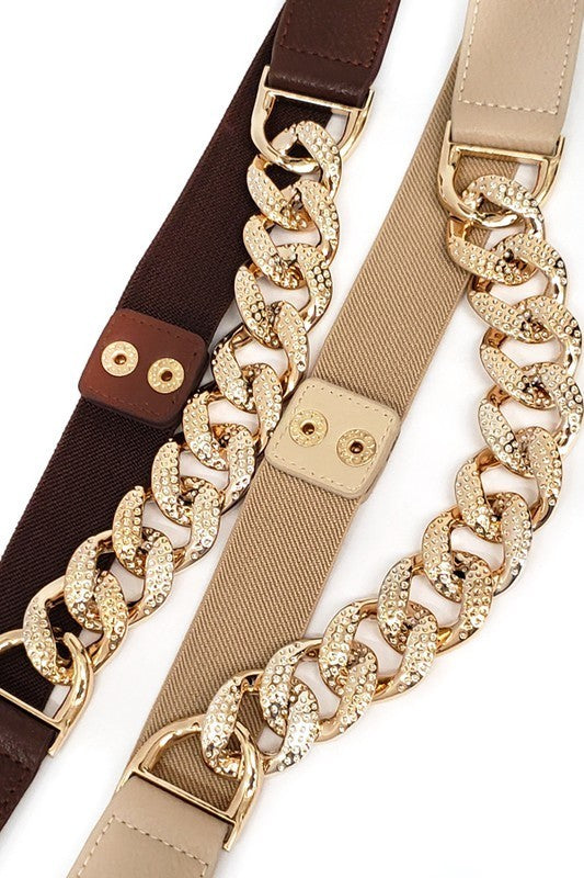 Skinny Gold Metal Chain Elastic Belt