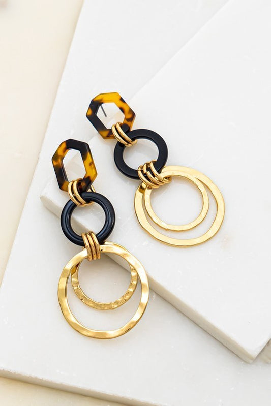 Hexagon Tortoise Hoop Earring