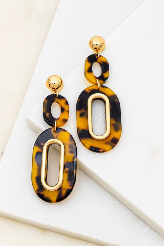 Tortoise Double Oval Resin Hoop Earring