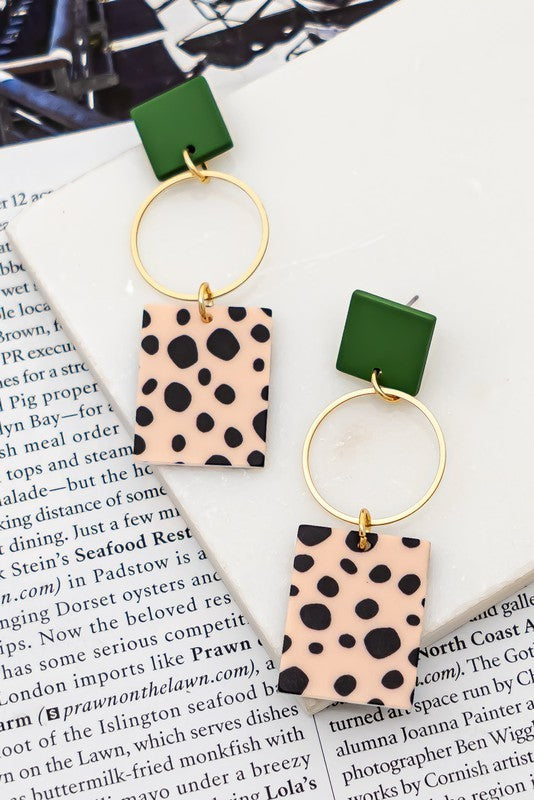 Leopard Print Linear Drop Earrings