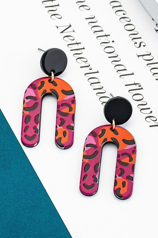 Animal Print Arch Drop Earrings