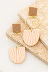 Polymer Clay Shell and Rectangle Linear Earrings