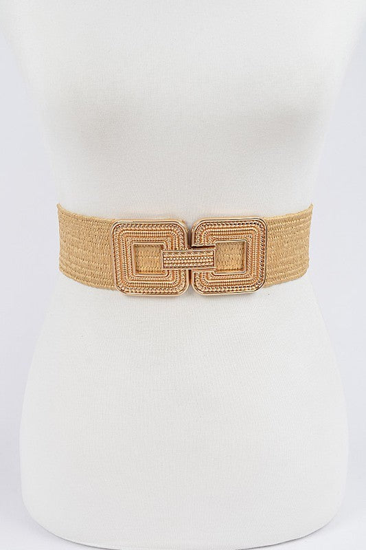 Square Metal Buckle Stretch Belt