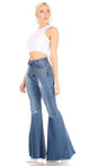 Rhinestone High Waist Flare Jeans