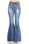 Rhinestone High Waist Flare Jeans