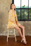 Floral Printed Ruffled Trim Mini Dress