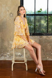 Floral Printed Ruffled Trim Mini Dress