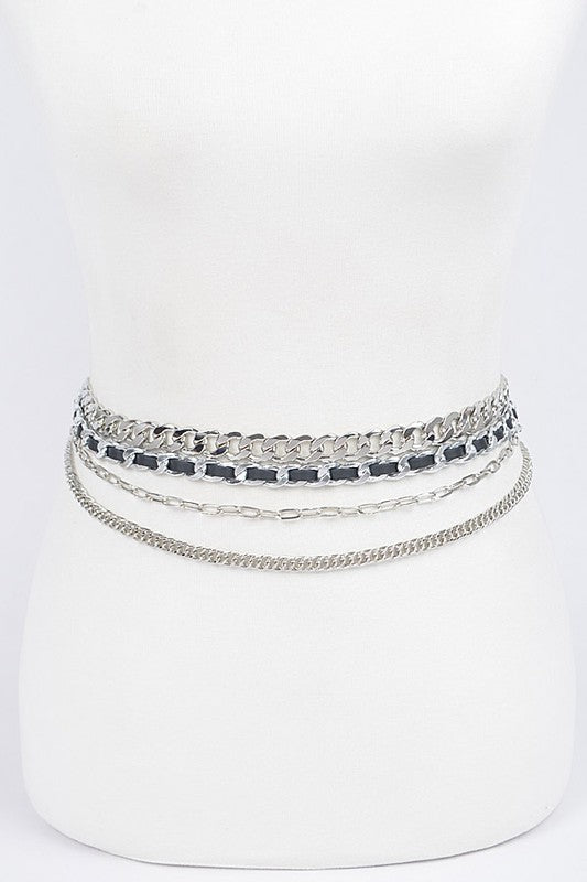 Multi Layered Chain With Black Detail Belt