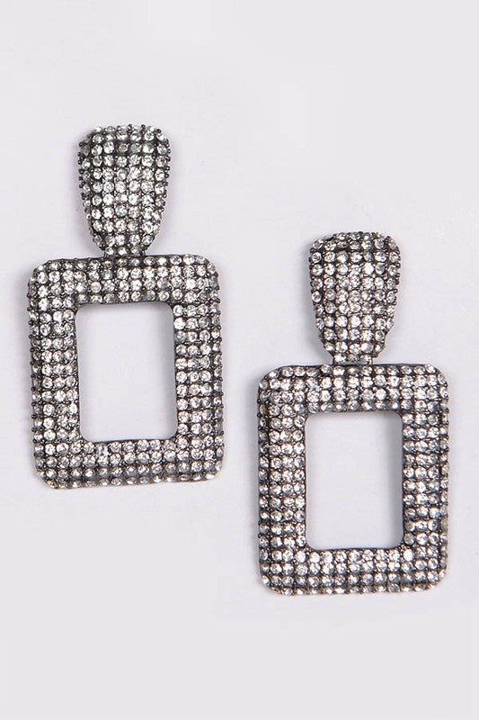 Rectangular Rhinestone Drop Earrings