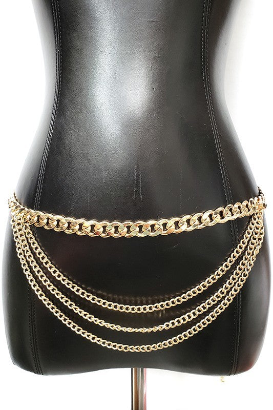 Layered metal chain belt