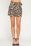Leopard Print Belted Shorts