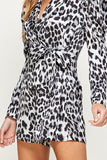 Animal Print Long Sleeve Romper