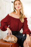 Off The Shoulder Balloon Sleeve Top