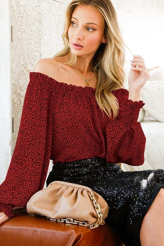 Off The Shoulder Balloon Sleeve Top