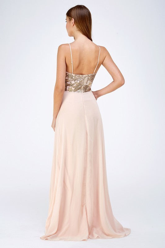 Sequin Detail Maxi Chiffon Dress