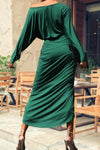 One Off Shoulder Venetian Ruched Dress