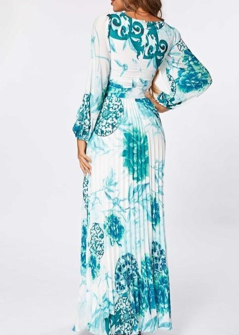 V Neck Long Sleeve Maxi Dress