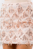 Rose Gold Sequin Fringe Mini Skirt