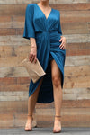 Venetian Teal Ruched Bodycon