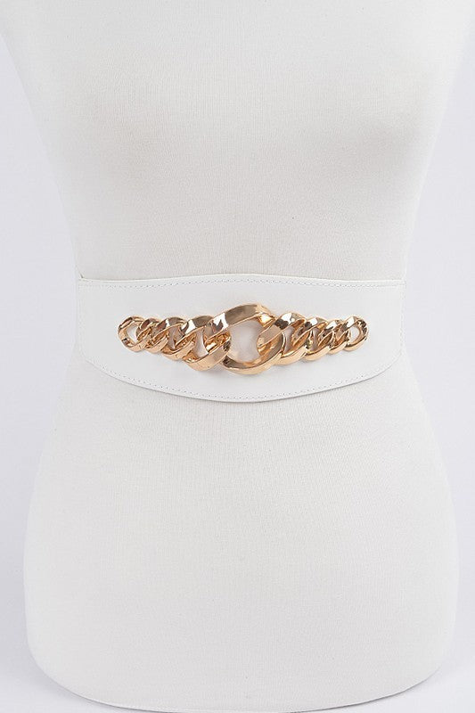 Faux Leather Chain Waist Belt (Pick Color)