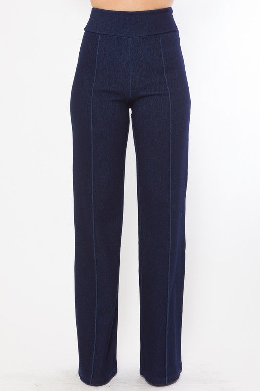 High Waist Dark Denim Stretch Jean Pants