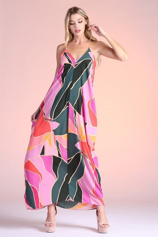 Multicolor Cocoon Maxi Dress