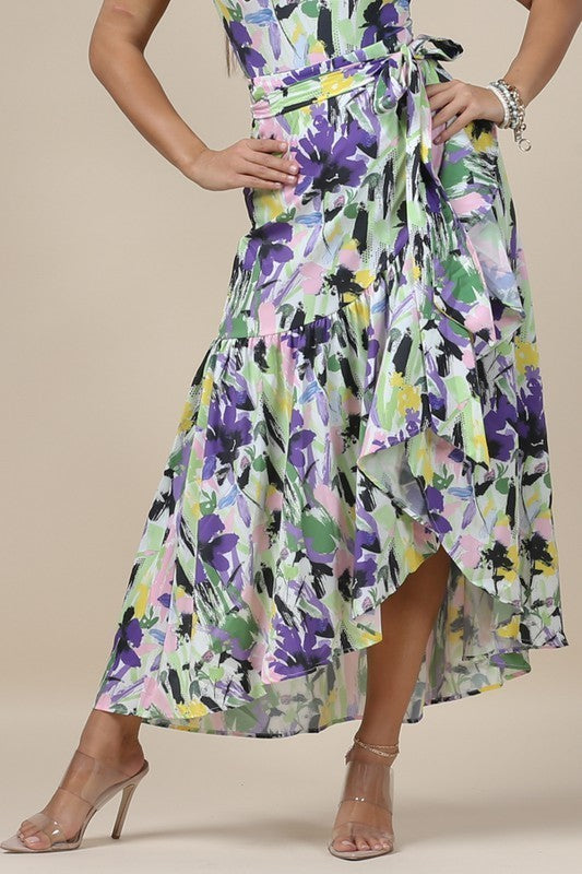 Print Wrap Long Skirt