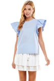 Ruffle Sleeve Top (Pick Color)