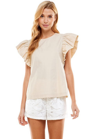 Ruffle Sleeve Top (Pick Color)