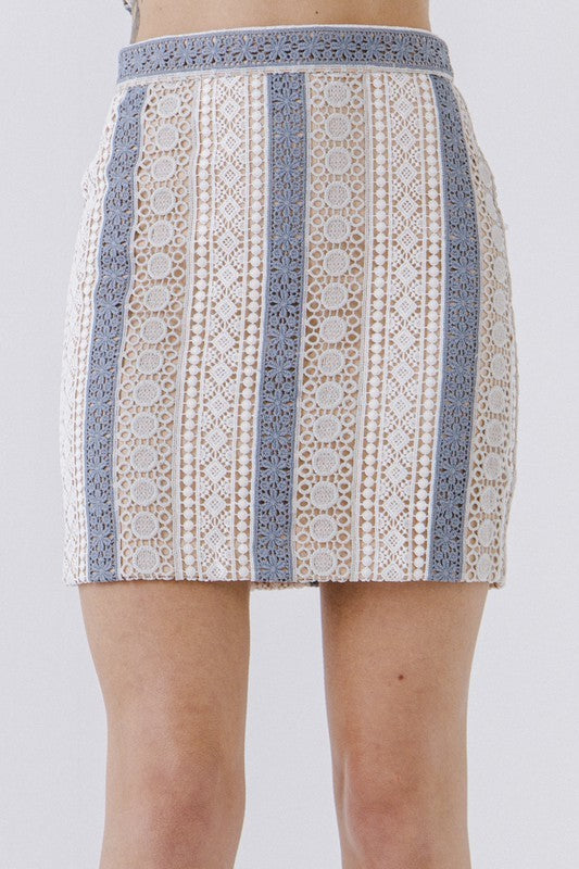 Crochet Lace Striped Skirt