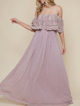 Cut Out Shoulder and Lace Formal Dress