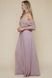 Cut Out Shoulder and Lace Formal Dress