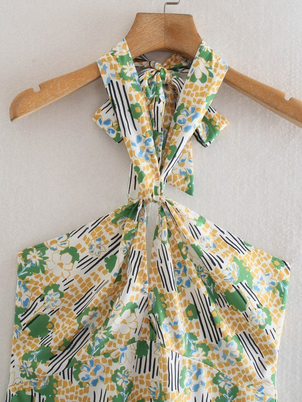 Halter Mustard Green Dress Mila Boutique Halter Mustard Green Dress Mila Boutique