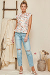 Sleeveless Floral Print Peplum Top