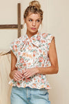 Sleeveless Floral Print Peplum Top